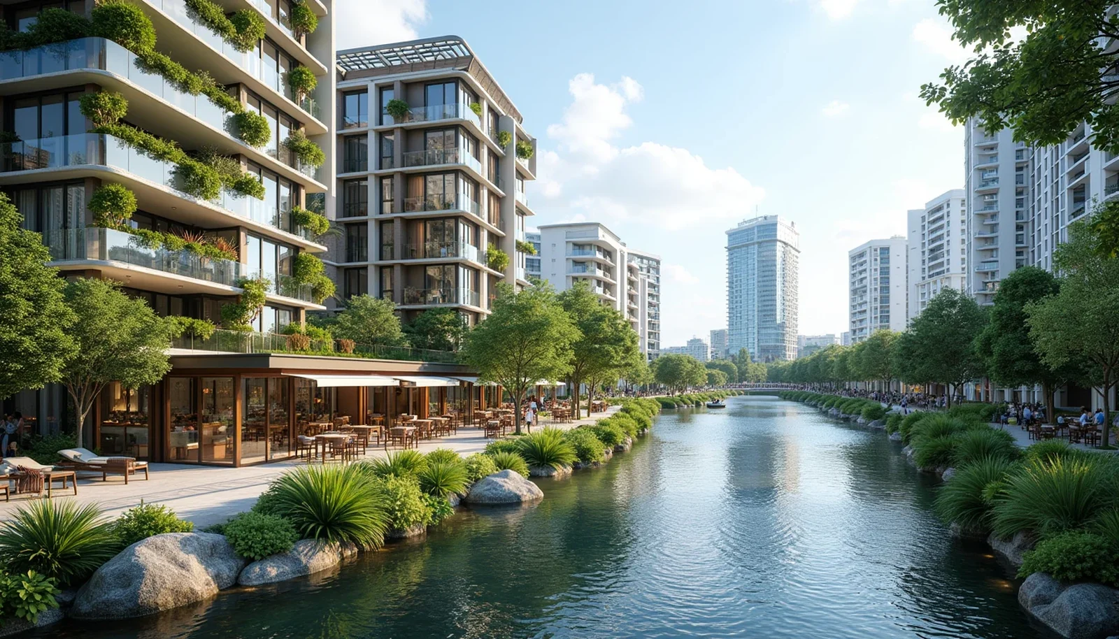 Artist's impression of luxury mixed-use riverfront living at The River Opus
